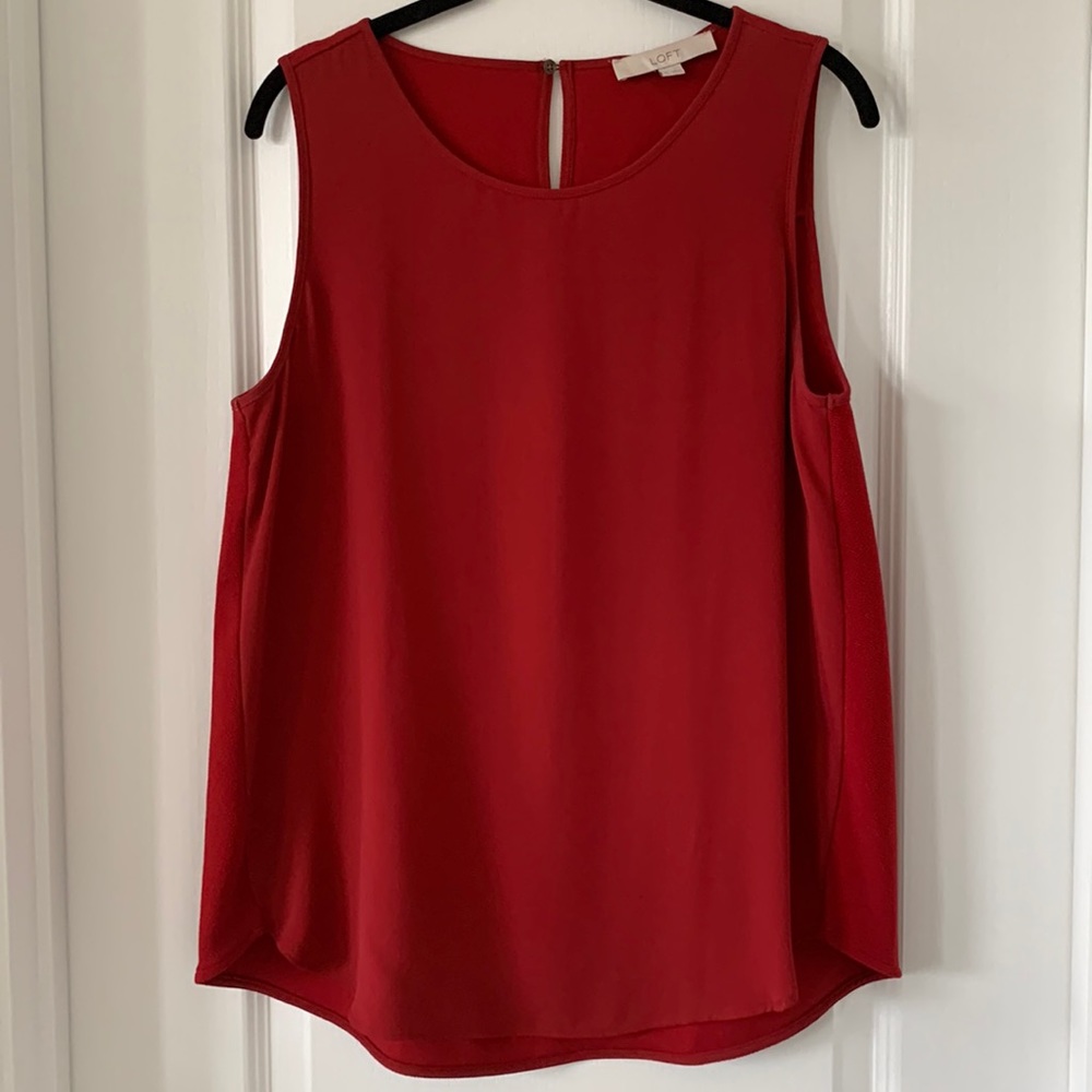 NWOT LOFT Red Mixed Texture Sleeveless Top Size Medium